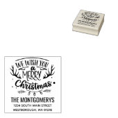 Rustiek Wij wensen u een vrolijk kerst retour adre Rubberstempel (Gestempeld)