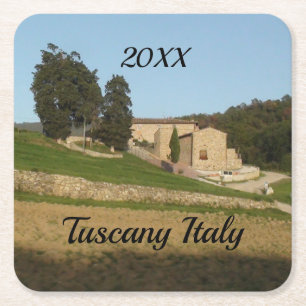 Rustiek wijnhuis Toscane italië goudbruin & groen Vierkante Kartonnen Onderzetter