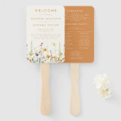 Rustiek Wildflower bruiloft programma Handwaaier (Voorkant en achterkant)