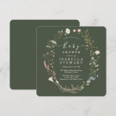 Rustiek Wildflower Thema Bos Groen Baby shower Kaart (Voorkant / Achterkant)
