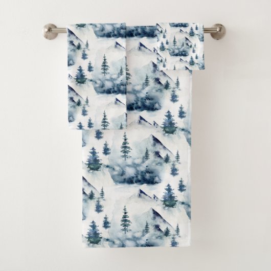 Rustiek Winter Blauw Berg Patroon Bad Handdoek (Insitu)