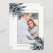 Rustiek Winter Blauw Blauw Bladblad Vrolijk Kerstm Feestdagenkaart (Voorkant / Achterkant)