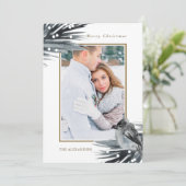 Rustiek Winter Blauw Blauw Bladblad Vrolijk Kerstm Feestdagenkaart (Staand voorkant)