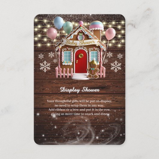 Rustiek Winter Gingerbread House Baby shower Informatiekaartje (Voorkant)
