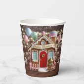 Rustiek Winter Gingerbread House Baby shower Papieren Bekers (Achterkant)