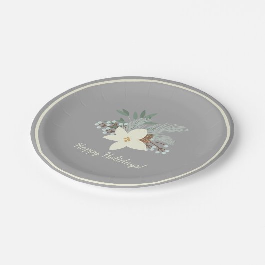 Rustiek winterblad papieren bordje (Gekanteld)