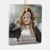 Rustiek Wit Beer Kerst Vakantie Foto Keramisch Ornament (Rechts)