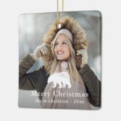 Rustiek Wit Beer Kerst Vakantie Foto Keramisch Ornament (Links)