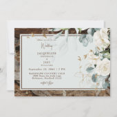 Rustiek Wit Bloemen Houten Licht Sage Bruiloft Kaart (Voorkant)