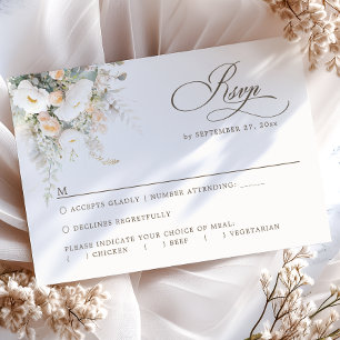Rustiek Wit Blooms Maaltijdopties Bruiloft RSVP Ka Kaartje