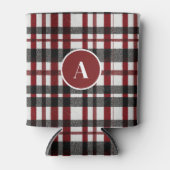 Rustiek wit en rood geruite patroon blikjeskoeler (Voorkant)