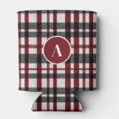 Rustiek wit en rood geruite patroon blikjeskoeler (Achterkant)