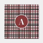 Rustiek wit en rood geruite patroon magneet (Voorkant)