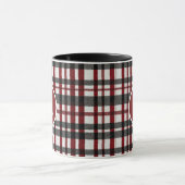 Rustiek wit en rood geruite patroon mok (Midden)