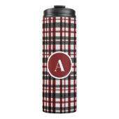 Rustiek wit en rood geruite patroon thermosbeker (Voorkant)