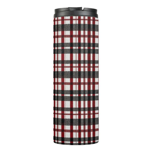 Rustiek wit en rood geruite patroon thermosbeker (Achterkant)