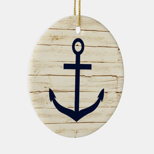Rustiek wit Faux hout met Anker Keramisch Ornament (Rechts)