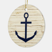 Rustiek wit Faux hout met Anker Keramisch Ornament (Links)