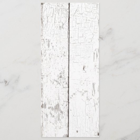 Rustiek Wit Gewassen Hout en Kant Wedding Menu (Achterkant)