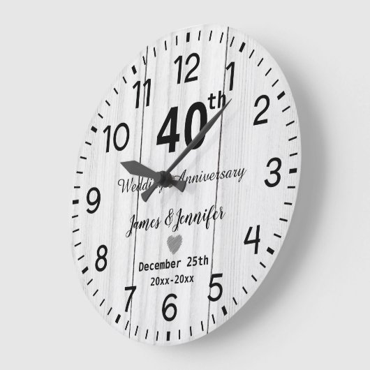 Rustiek Wit Hout 40e bruiloft Jubileum Custom Grote Klok (Hoek)