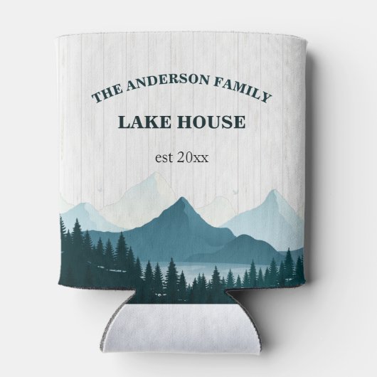 Rustiek Wit Hout Aangepaste familienaam Lake House Blikjeskoeler (Achterkant)