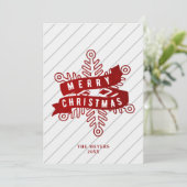 Rustiek Wit Hout Rood Sneeuwvlok Vrolijk Kerstfees Feestdagenkaart (Staand voorkant)