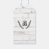 Rustiek wit hout Shabby Chic Laurel bruiloft gunst Cadeaulabel (Achterkant)