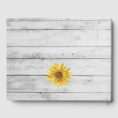 Rustiek wit hout zonnebloemen bruiloft gastenboek (Achterkant)