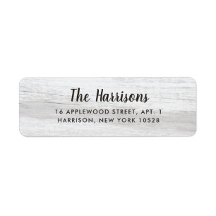 Rustiek wit hout   Zwart script Etiket