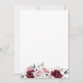 Rustiek Wit Maroon Roos Bloemenbruiloft Kaart (Achterkant)
