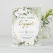 Rustiek Wit rozen eucalyptus goud ovaal lijst Kaart (Staand voorkant)