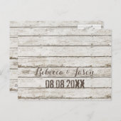 Rustiek  wit schuurhout bewaar de datum aankondigingskaart (Voorkant / Achterkant)