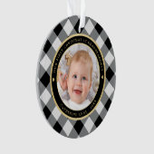 Rustiek Wit Zwart Plaid Eerste Grootouders Foto Ornament (voorkant)