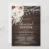 Rustiek Wood Boho Flowers Herfst repetitie diner Kaart (Voorkant)