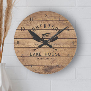 Rustiek Wood Lake House Familienaam Ronde Klok