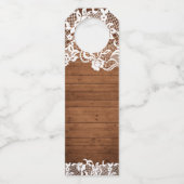 Rustiek Wood & White Lace Cheers Vrijgezellenfeest Flessenhanger (Achterkant)