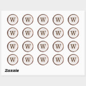  rustiek Woodgrain Tree Slice Monogram Ronde Sticker (Vel)
