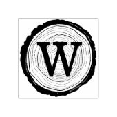 rustiek Woodgrain Tree Slice Monogram Rubberstempel (Afrduk)