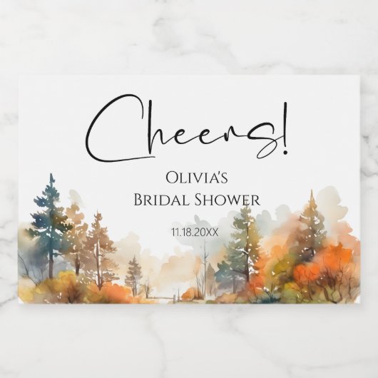 Rustiek Woodland Autumn Forest Vrijgezellenfeest Sparkling Wijnetiket (Enkel label)