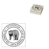Rustiek Woodland Beer Rond Familie Retouradres Rubberstempel (Gestempeld)