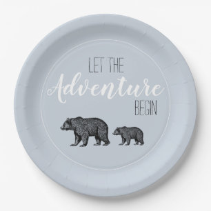 Rustiek Woodland Beren Adventure Baby shower Papieren Bordje