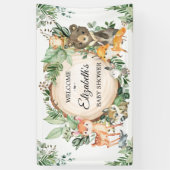 Rustiek Woodland Greenery Baby shower Welkom Spandoek (Verticaal)