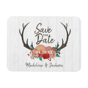 Rustiek Woodland Herten Antler Boeket Save the Dat Magneet