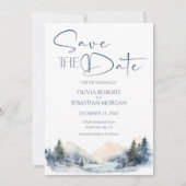 Rustiek Woodland Winter Bos Bruiloft Save The Date (Voorkant)