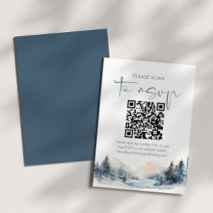 Rustiek Woodland Winter Forest QR code Bruiloft RSVP Kaartje