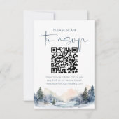 Rustiek Woodland Winter Forest QR code Bruiloft RSVP Kaartje (Voorkant)