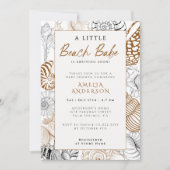 Rustiek Zee Shell Line Art Beach Babe Baby shower Kaart (Voorkant)