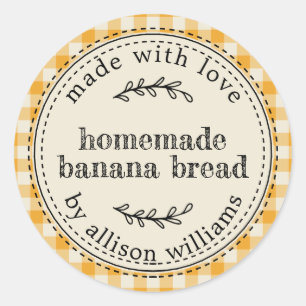 Rustiek zelfgemaakt bananenbrood Mellow Yellow Che Ronde Sticker