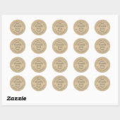 Rustiek zelfgemaakt met liefde kraft papier dank u ronde sticker (Vel)