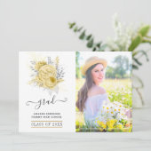 Rustiek zilver en goud bloemig Afstuderen Foto Aankondiging (Staand voorkant)